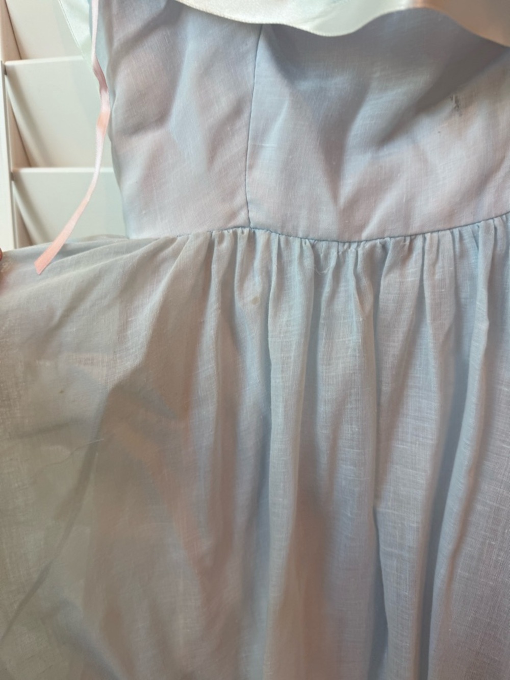 VTG 70s Made in USA Prairie Southern Belle Dress Princess Gown Tiered Blue - Picture 7 of 10